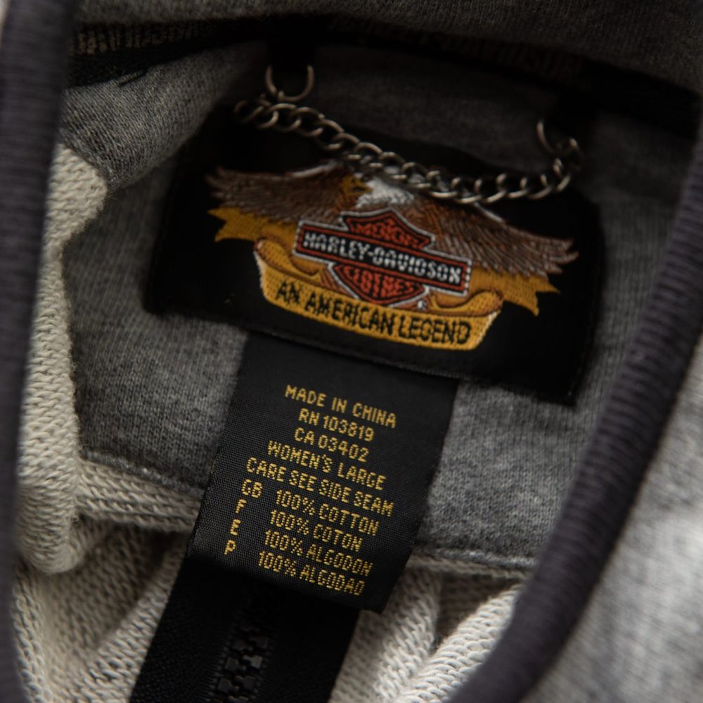 Harley Davidson Cotton Vest Zip Front Casual Motorcycle Grey Black Size Large - Picture 4 of 5
